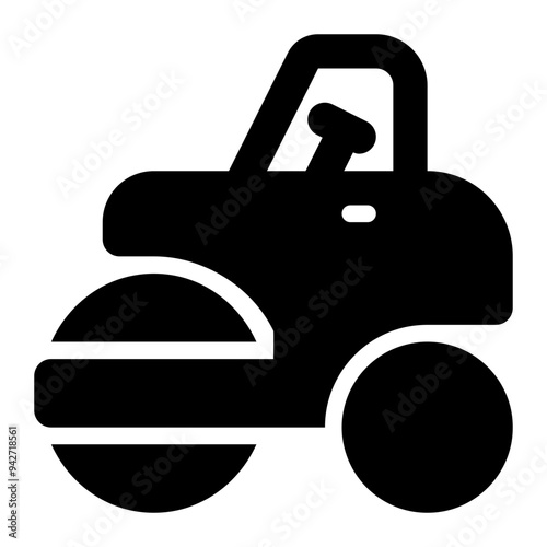 road roller, construction vehicle, vehicle, heavy, equipment, asphalt roller solid or glyph icon