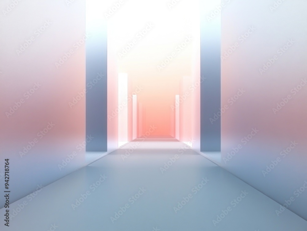 Fototapeta premium Blue Pink Receding Light Corridor