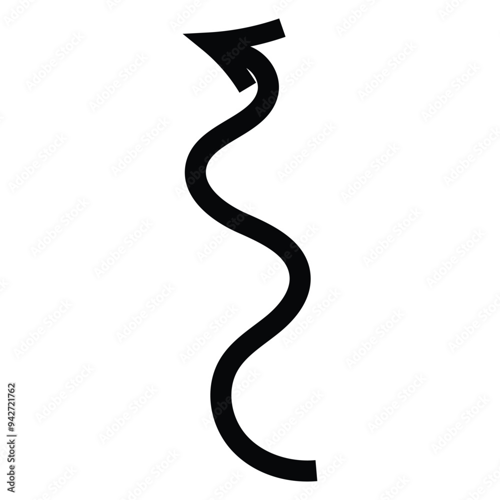 Fototapeta premium hand drawn black arrow in thin line stroke isolated on white background