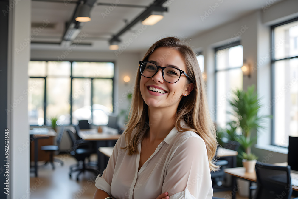 beautiful blonde smiling woman in the office beautiful blonde smiling woman in the office