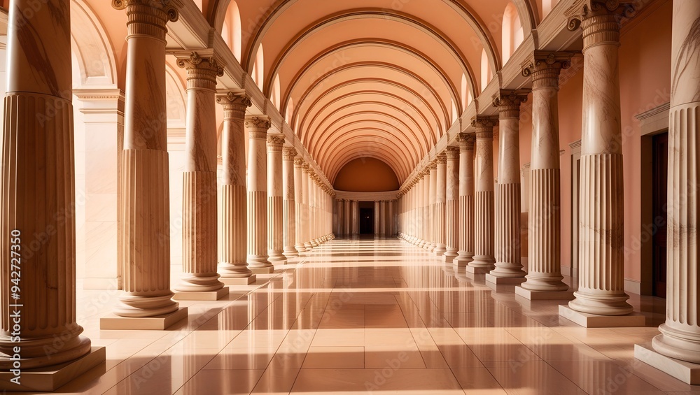 Sunlight Through Colonnade Leading to Doorway Sunlight Through Colonnade Leading to Doorway