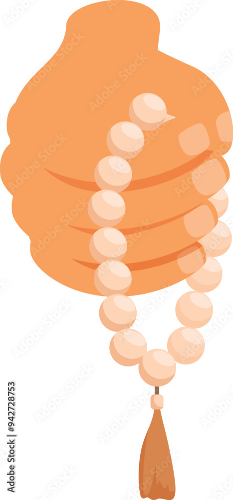 Hand gently holding a string of rosary beads, symbolizing faith, prayer, and meditation Hand gently holding a string of rosary beads, symbolizing faith, prayer, and meditation
