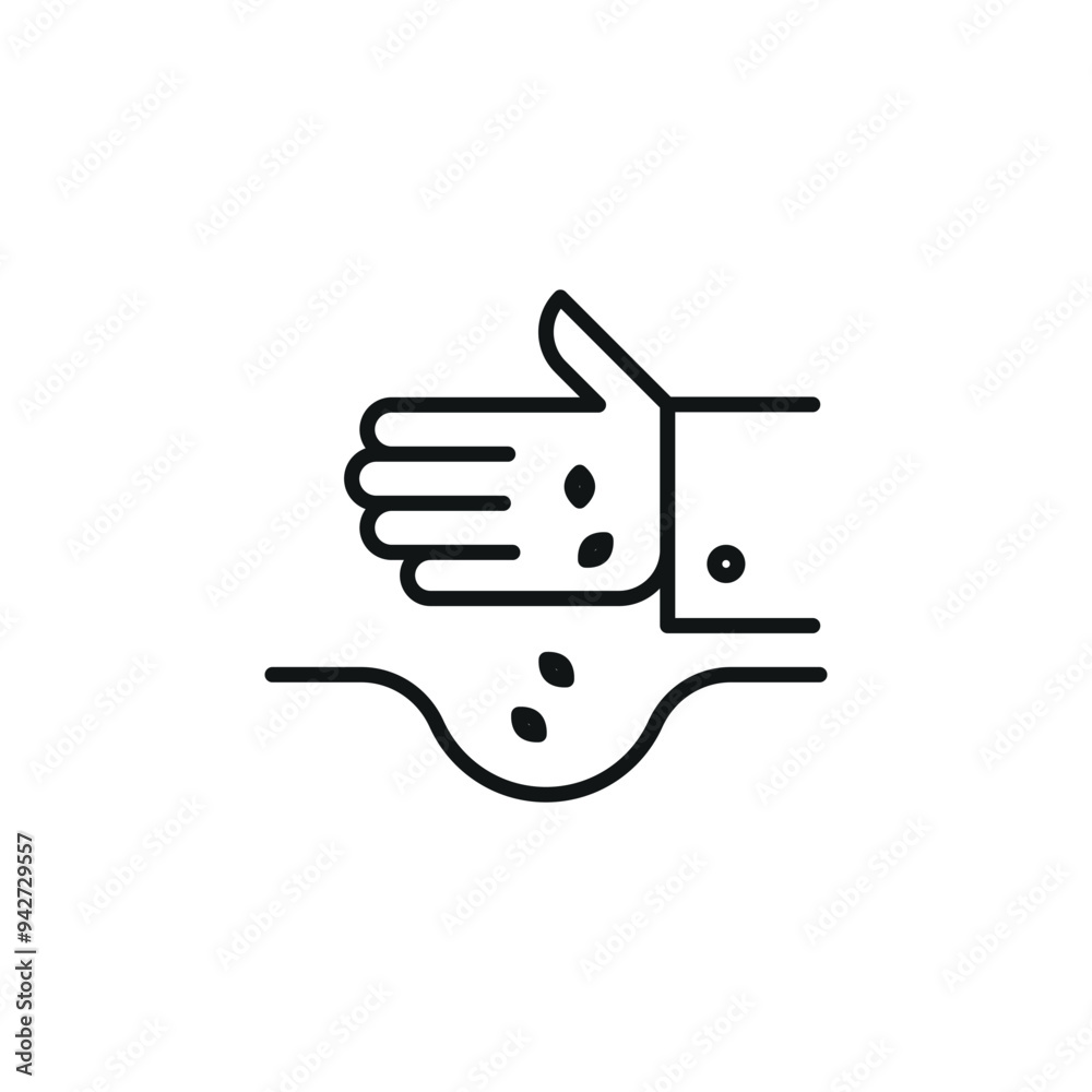 Planting seeds icon. Simple hand planting seeds in soil icon for social media, app, and web design. Vector illustration. Planting seeds icon. Simple hand planting seeds in soil icon for social media, app, and web design. Vector illustration.