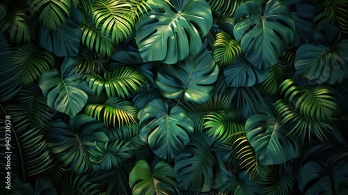  jungle leaves, creating a nature-inspired background ideal for adding a fresh, botanical element to any design or space.