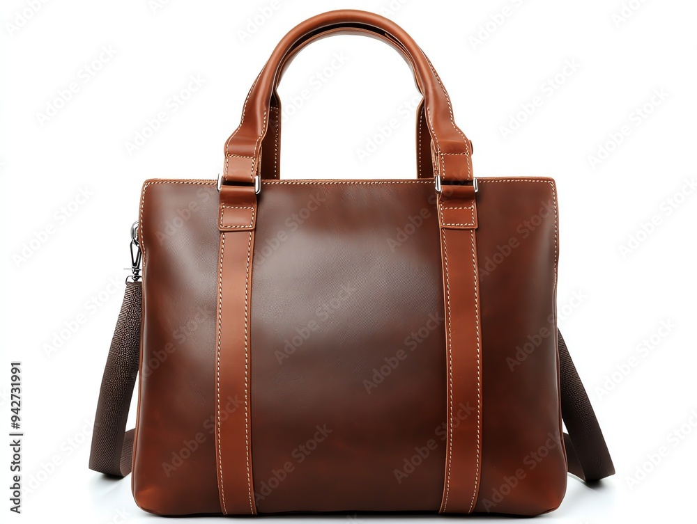 Leather travel tote with a detachable shoulder strap, focus on versatility and travel convenience