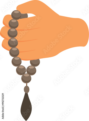 Hand is counting prayer beads, providing a sense of peace and tranquility