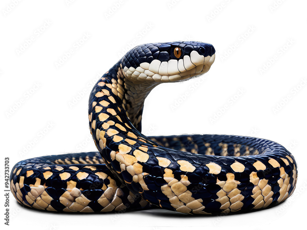 Obraz premium black and white rattlesnake illustration isolated on a transparent Background