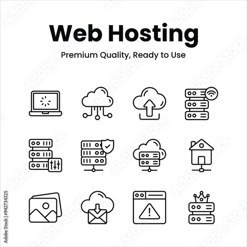 Grab this amazing web hosting icons set in trendy style