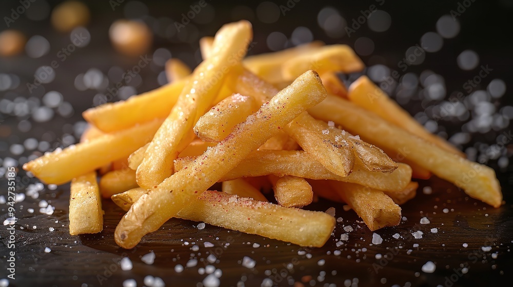French fries or potato fries with salt taste isolated on French fries or potato fries with salt taste isolated on
