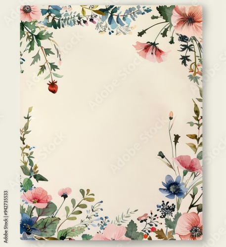 A beautifully illustrated notepad featuring elaborate watercolor floral borders, adding a touch of elegance and charm to every page for artistic note-taking. photo