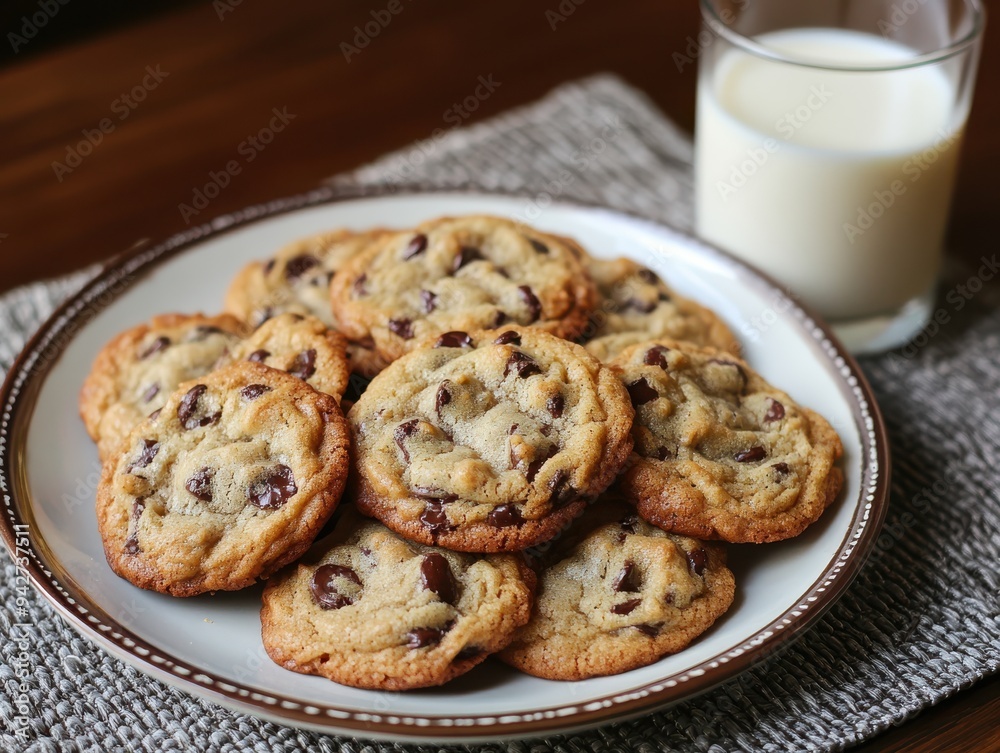 Chocolate chip cookies with a glass of milk
Chocolate chip cookies with a glass of milk