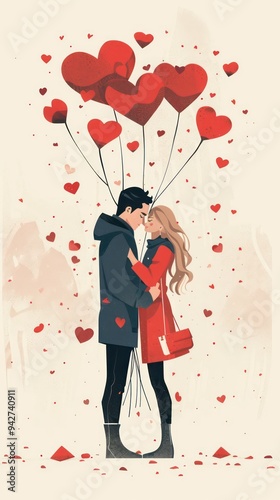 heart romantic illustration, symbolizing love and romance on Valentine’s Day, perfect for expressing affection with a vector design