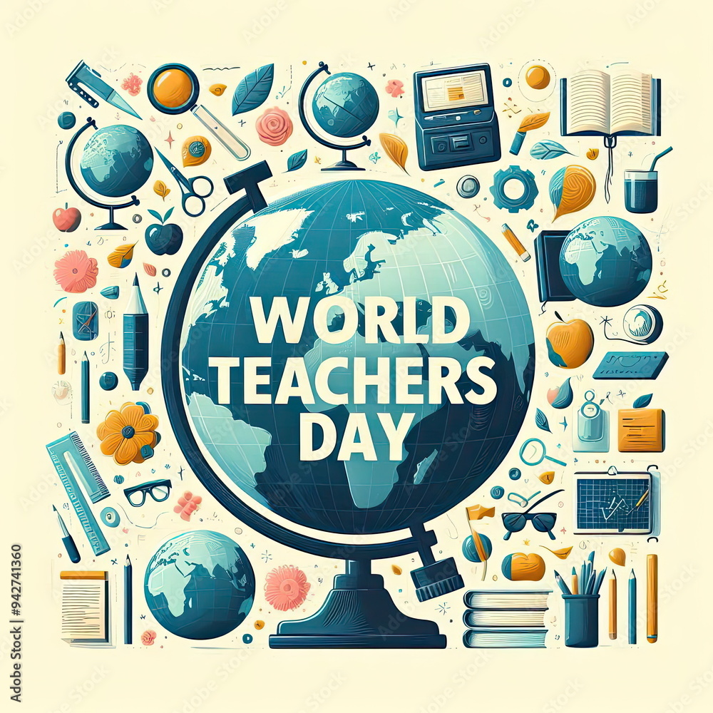 Fototapeta premium World Teachers Day. background, banner, card, poster, template. illustration.