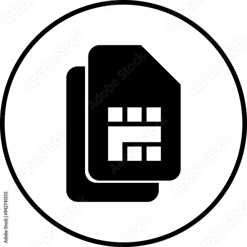 SIM icon. Sim card flat and line black vector mobile slot icon. Mobile Cellular Phone Sim Card Chip Isolated on transparent Background. Digital Nfc technology symbol. ditable stroke.