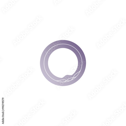O Circle with Sound Ocean Wave, Relaxation Music Logo Design Vector
