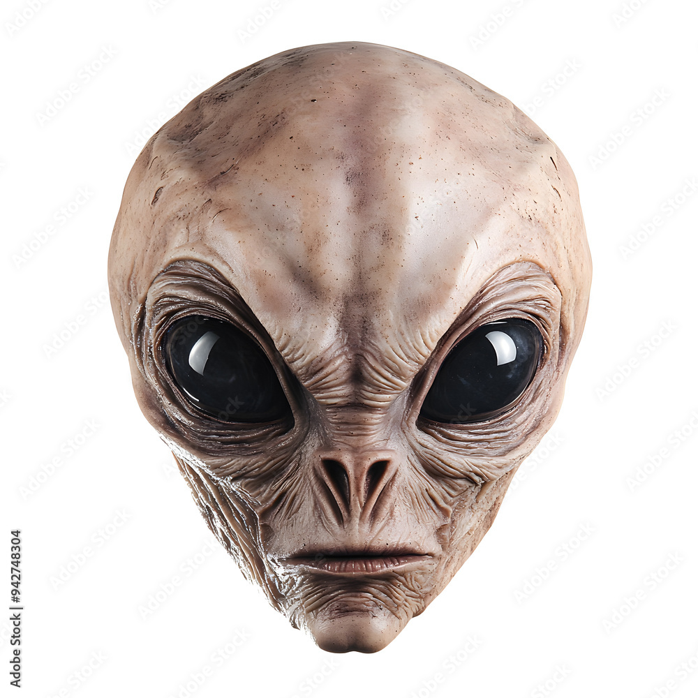Naklejka premium Alien face isolated on white background