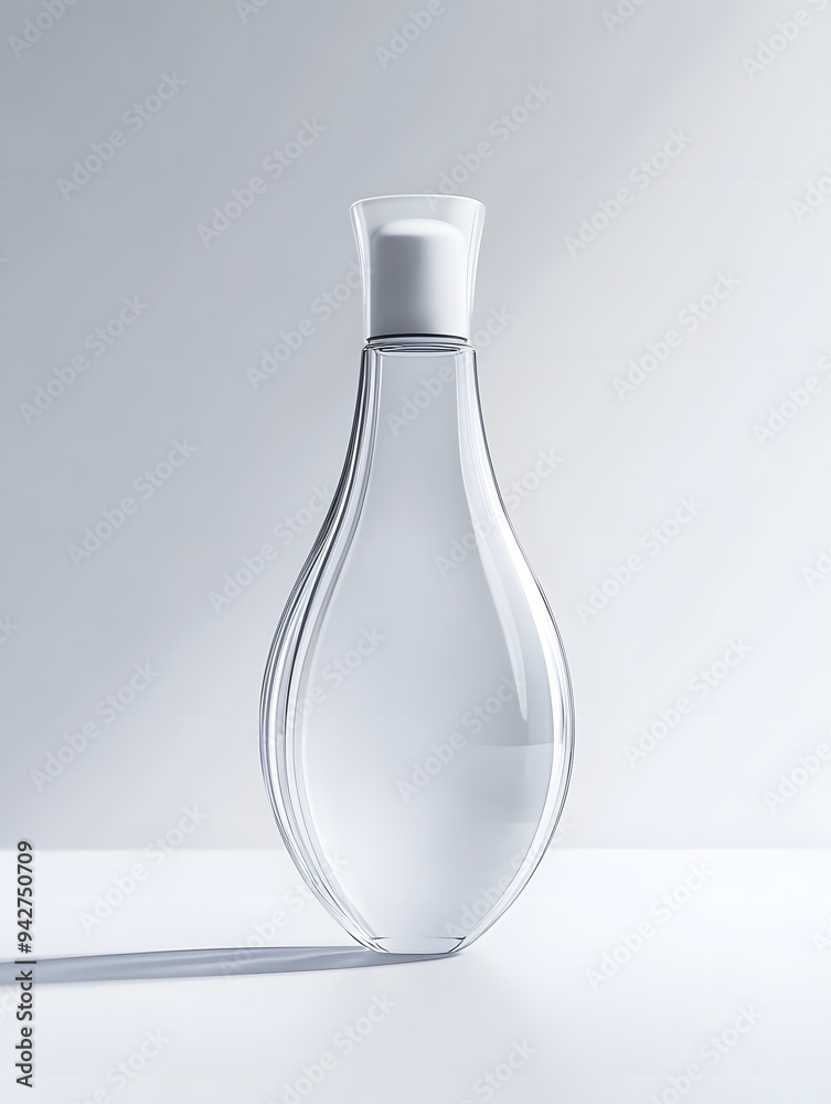 A minimalistic mockup of a glossy plastic cosmetic bottle, featuring a refined shape and isolated on a bright white background for a clear, professional presentation A minimalistic mockup of a glossy plastic cosmetic bottle, featuring a refined shape and isolated on a bright white background for a clear, professional presentation