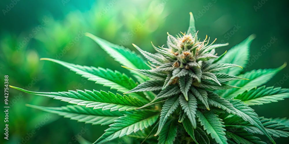 Close-up of a stunning apex cannabis flower on a green background Close-up of a stunning apex cannabis flower on a green background