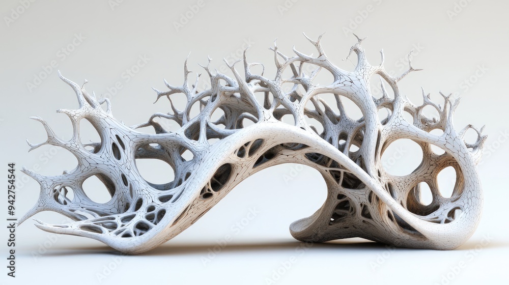 Obraz premium A 3D model of intertwined organic forms with a soothing color palette and intricate details, evoking natural growth.