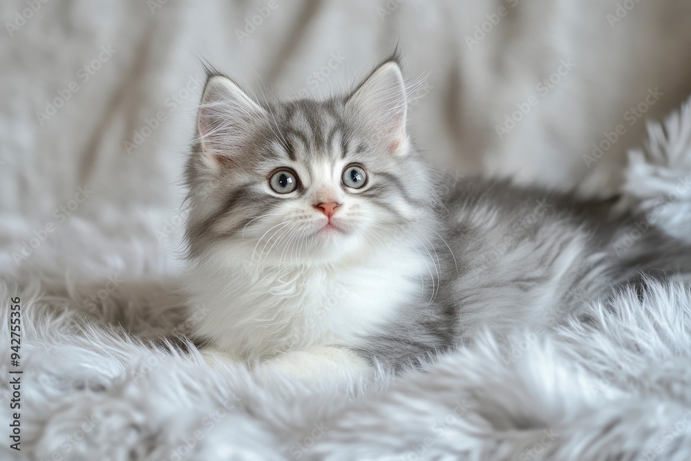 Siberian kitten blue with white 12 weeks old , ai Siberian kitten blue with white 12 weeks old , ai