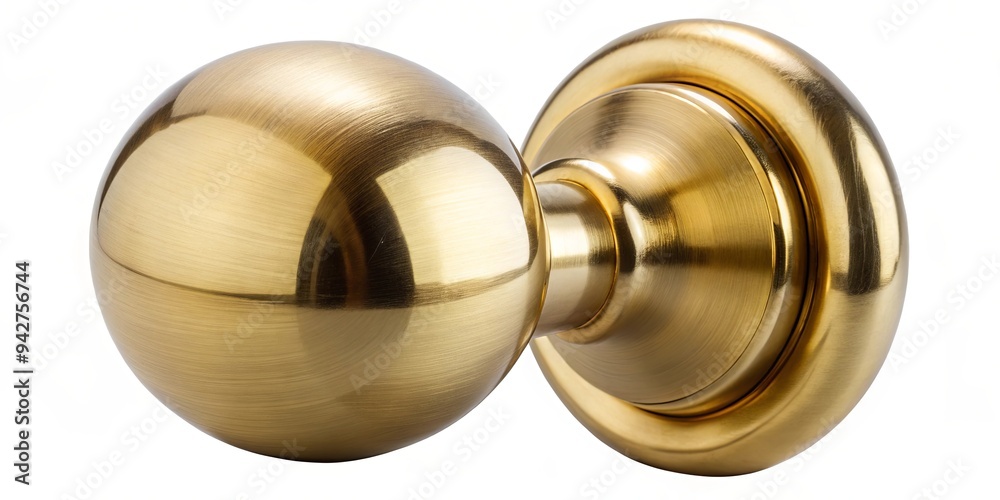 Close-up of a round brass door knob isolated on a white background Close-up of a round brass door knob isolated on a white background