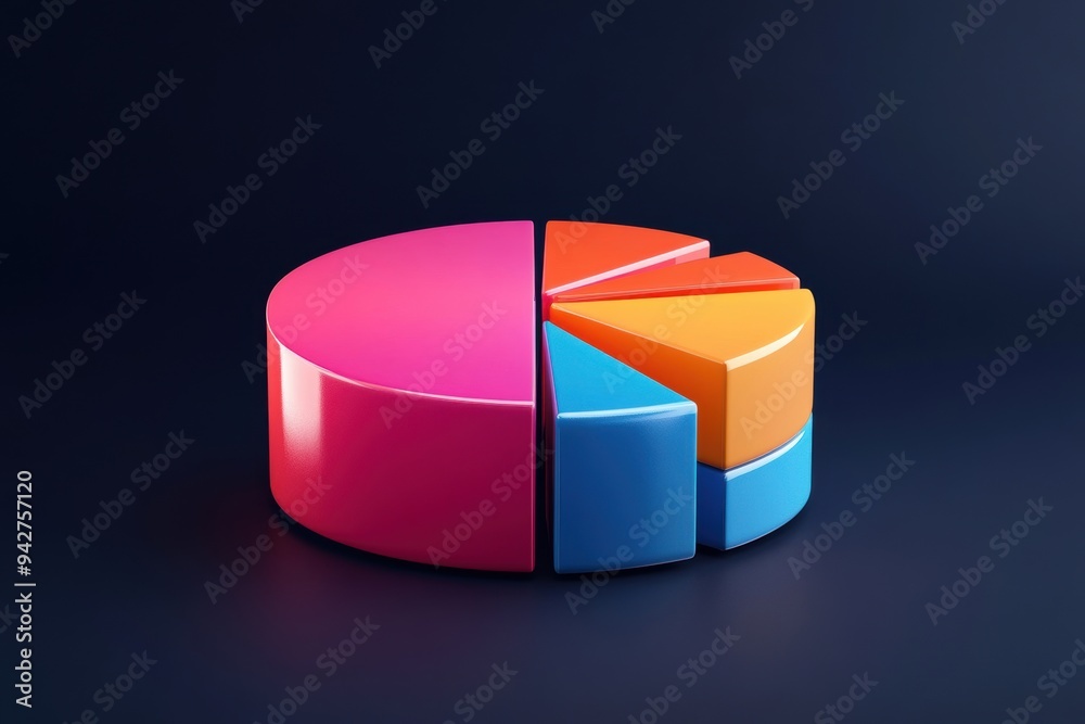 Obraz premium A multi-layered pie chart features segmented axes and radial distribution with vibrant color gradients. 