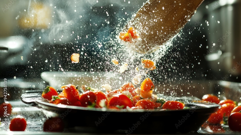 A Spilled Plate of Tomatoes in a Kitchen Setting A Spilled Plate of Tomatoes in a Kitchen Setting