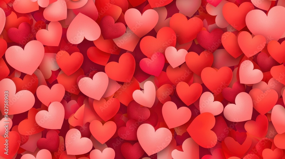 Bright, cheerful wallpaper for Valentines Day featuring an array of vibrant heart shapes to spread love and joy.