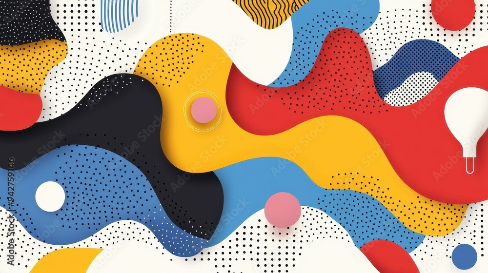Naklejka premium Vibrant abstract halftone patterns create a modern, colorful illustration, perfect for fresh design projects.
