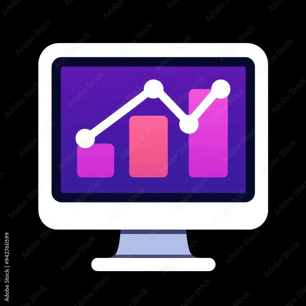 A sleek, flat icon featuring a purple gradient against a bold black background, perfect for data visualization themes. A sleek, flat icon featuring a purple gradient against a bold black background, perfect for data visualization themes.