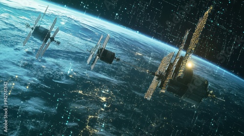 Fototapeta Naklejka Na Ścianę i Meble -  Celestial Expanse: Space Stations and Orbital Satellites