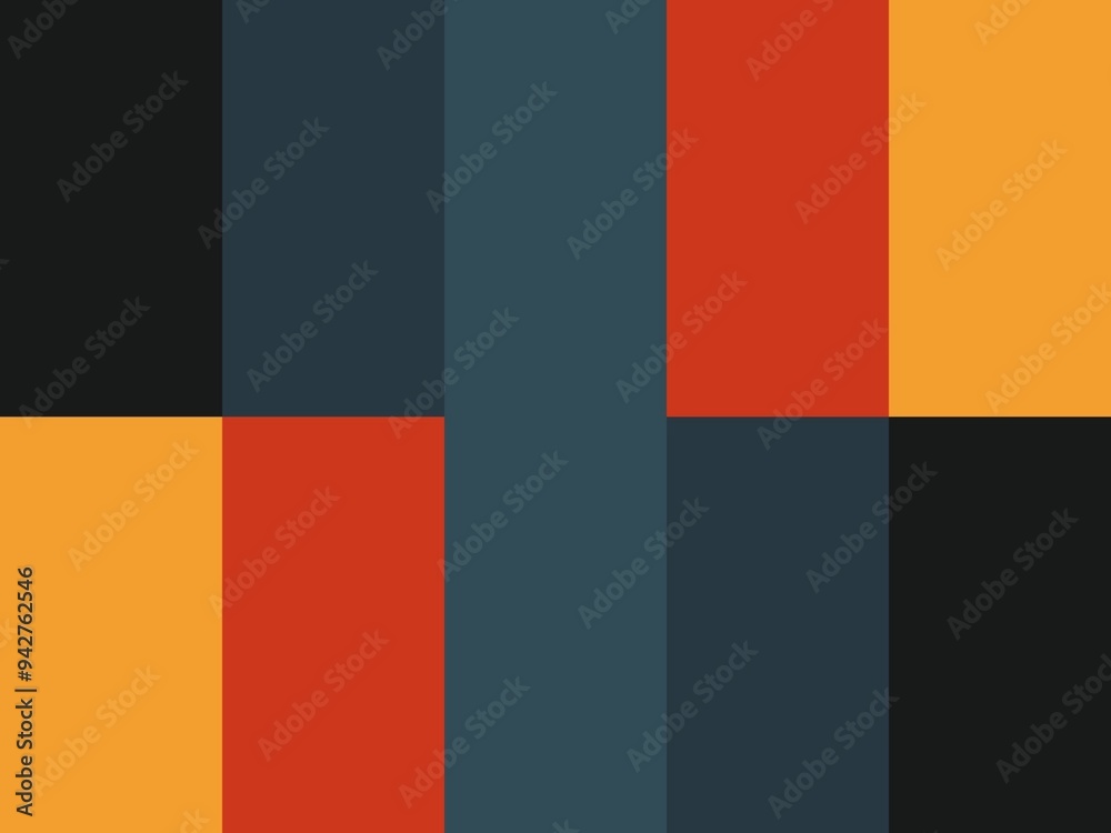 Obraz premium Abstract geometric background with a simple design of black, gray, orange and red rectangles
