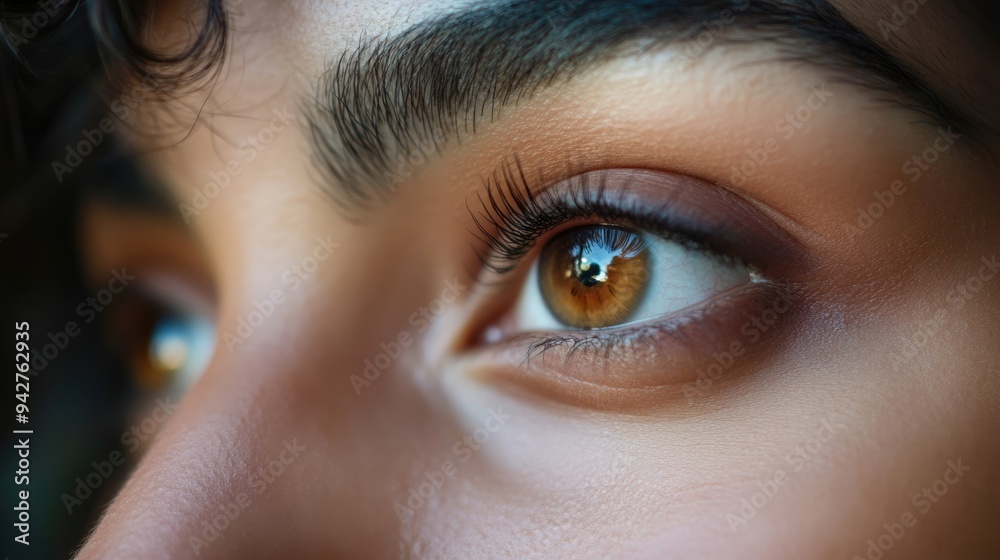 Close-Up of a Brown Eye with Long Eyelashes Close-Up of a Brown Eye with Long Eyelashes