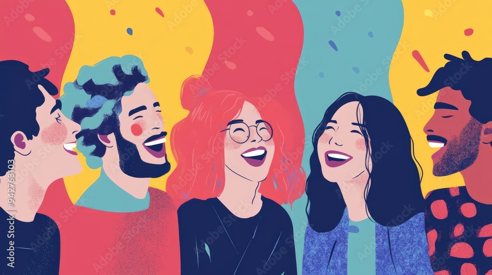 Laughing Together: A Group of Diverse Friends Enjoying Life Laughing Together: A Group of Diverse Friends Enjoying Life