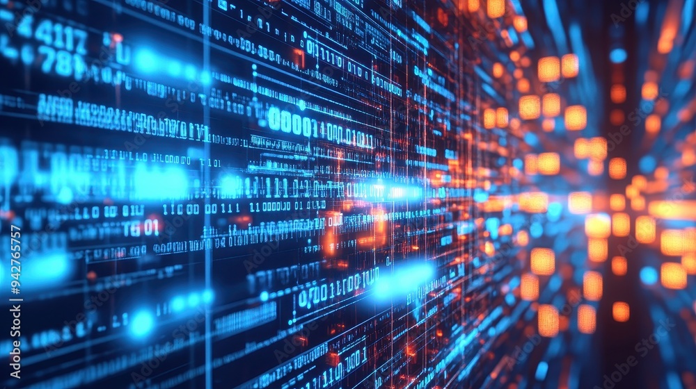 Futuristic Digital Data Stream and Technology Background Futuristic Digital Data Stream and Technology Background