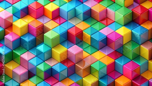 Colorful cubes abstract pattern with geometric shapes in vibrant colors
