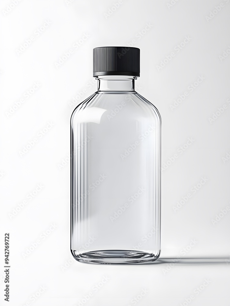An elegant glossy plastic bottle mockup isolated on a white background, showcasing a premium design with a reflective surface and minimalistic style An elegant glossy plastic bottle mockup isolated on a white background, showcasing a premium design with a reflective surface and minimalistic style