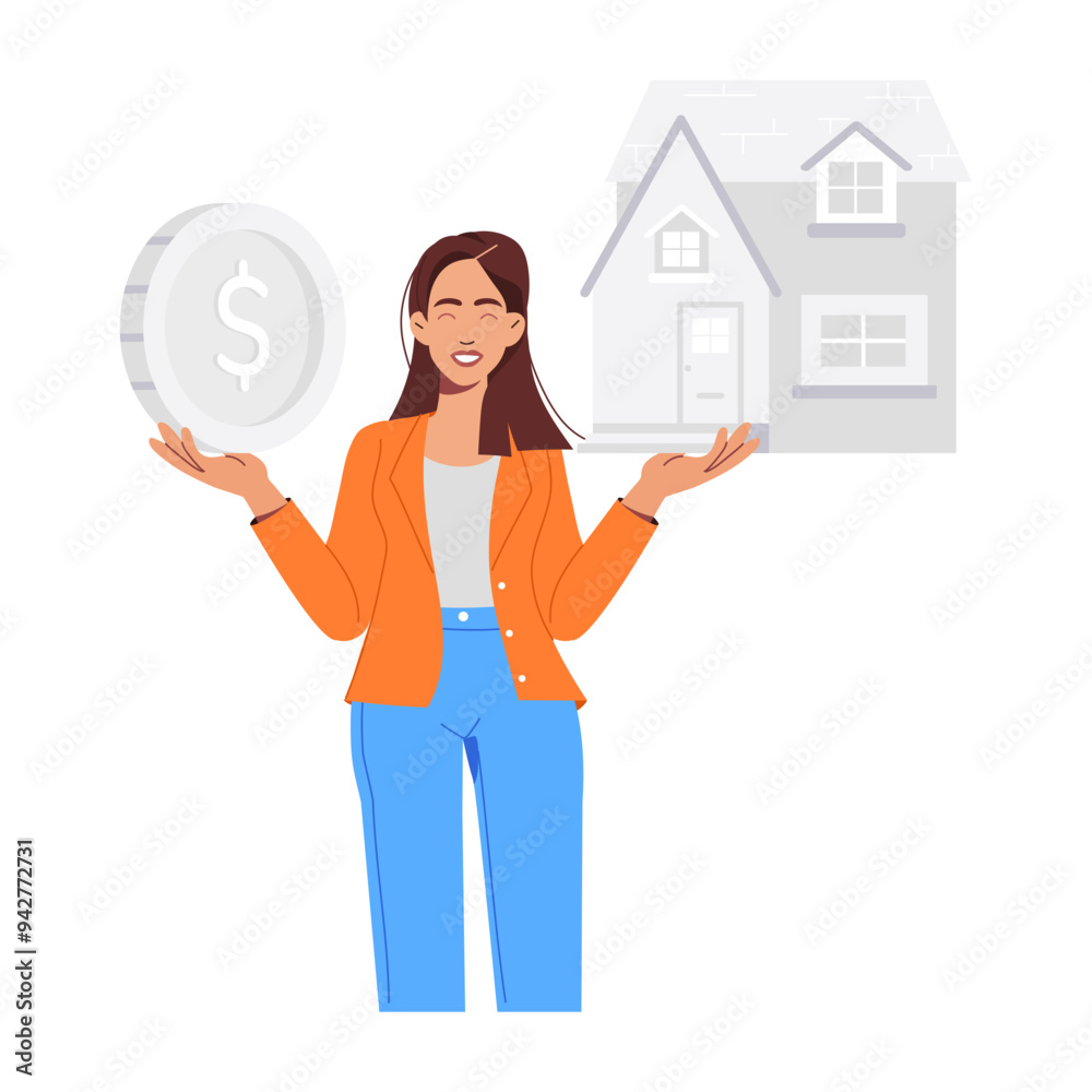 A flat style illustration of home equity
A flat style illustration of home equity