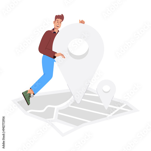 A character based flat illustration of location

