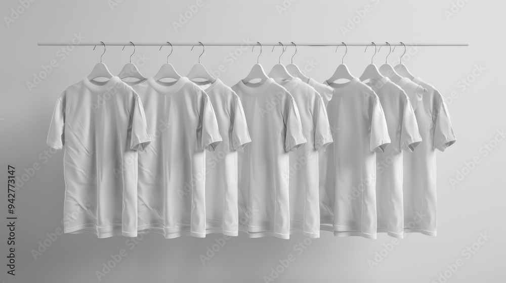 Row of white shirts on a clothes rack, suitable for fashion or lifestyle photography