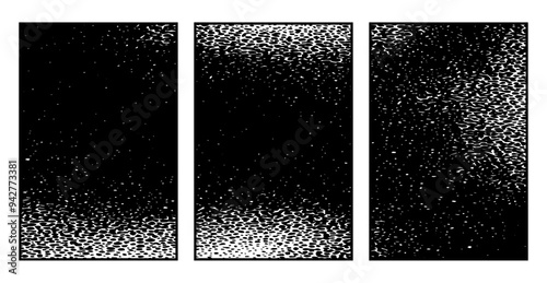 Set of 3 Abstract black and white pattern. For use in graphics. Minimalist illustration for printing on wall decorations
