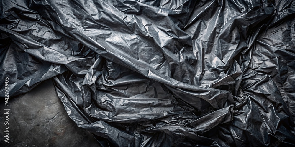 Dark black plastic bag material with a textured background Dark black plastic bag material with a textured background