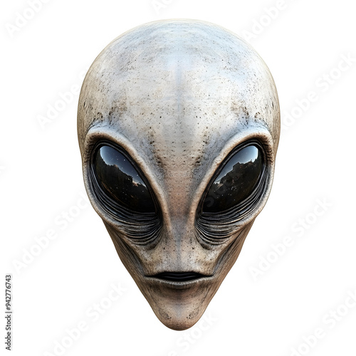 Alien face isolated on white background