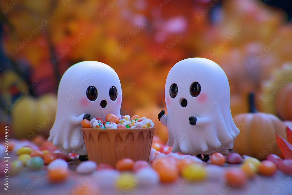 Fototapeta premium cute ghost characters .Halloween themed
