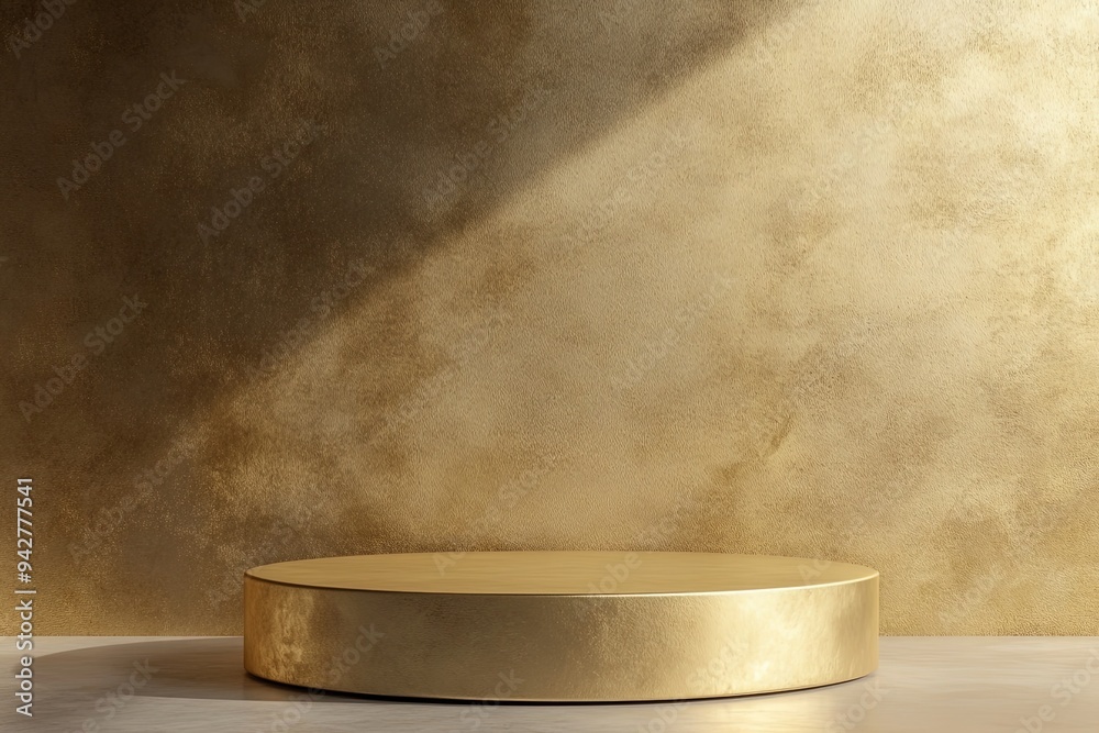 Gold Pedestal on a Golden Background Gold Pedestal on a Golden Background