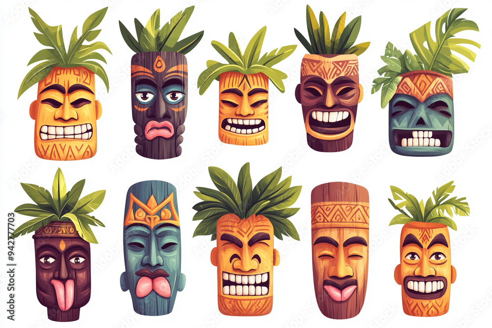 Traditional Hawaiian totem tiki mask Traditional Hawaiian totem tiki mask