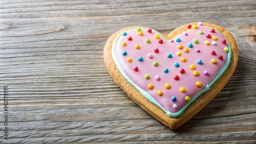 Freshly baked heart-shaped cookie with colorful icing perfect for gifting