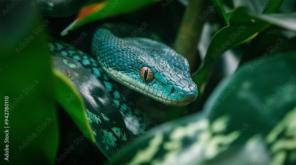 Fototapeta premium green snake on a branch