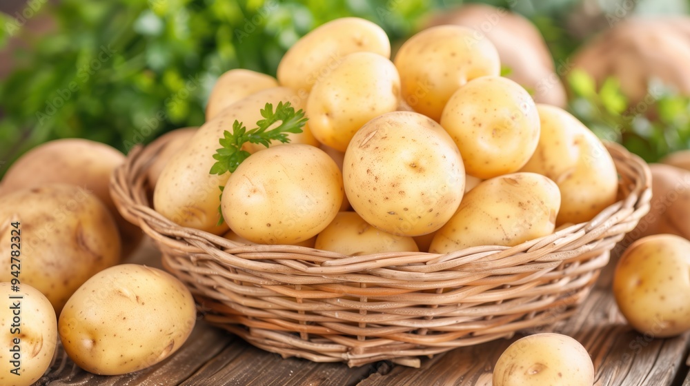 Fresh Potatoes in a Basket