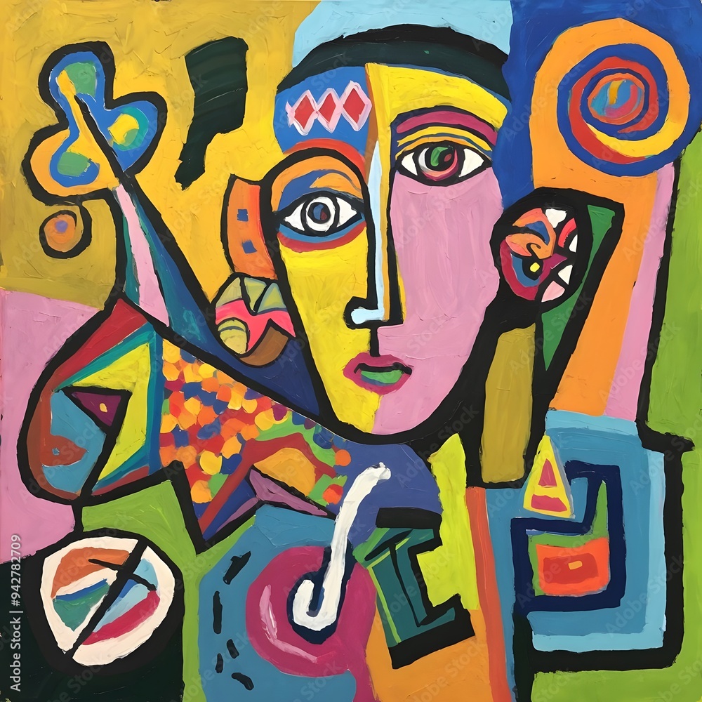 digital painting of people, modern art graphic and An abstract portrait with vibrant colors pattern illustration. digital painting of people, modern art graphic and An abstract portrait with vibrant colors pattern illustration.